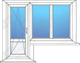 Балконный блок: дверь с двухстворчатым окном