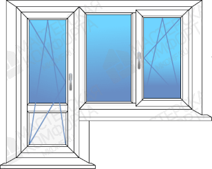  Балконный блок: дверь с двухстворчатым окном
