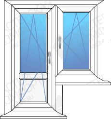  Балконный блок: дверь с одностворчатым окном